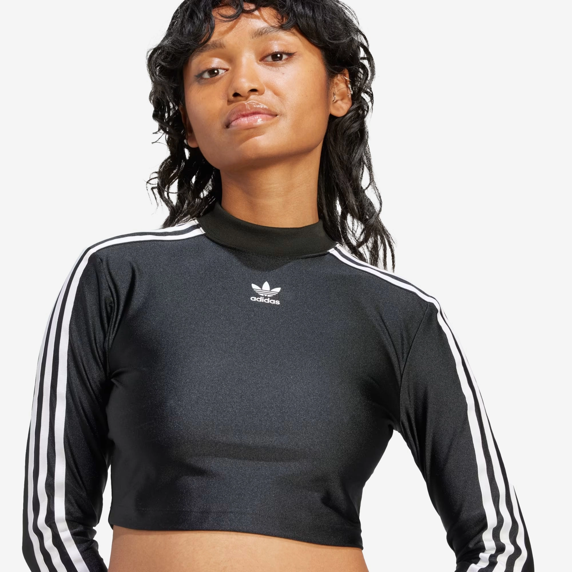Adidas Originals | 3-STRIPES CROPPED LONG SLEEVE TEE  { BLACK