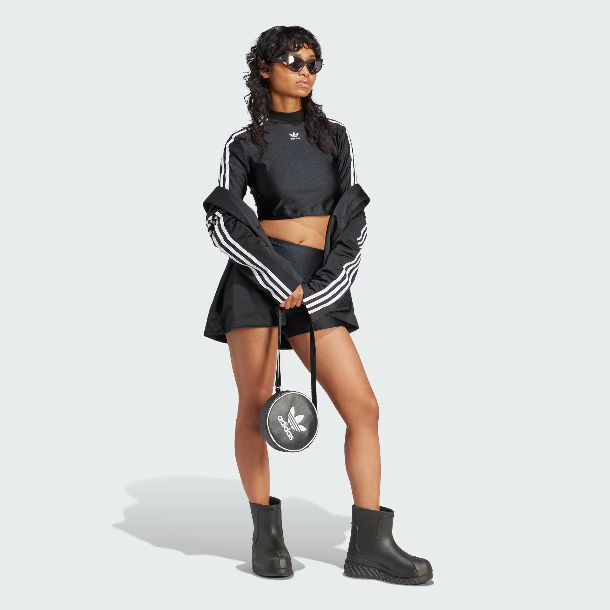 Adidas Originals | 3-STRIPES CROPPED LONG SLEEVE TEE  { BLACK