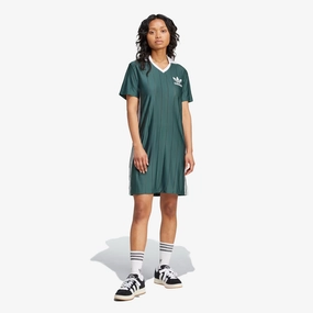 ADIDAS ORIGINALS | ADICOLOR 3-STRIPES PINSTRIPE DRESS { MINERAL GREEN