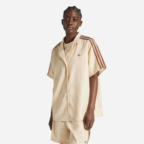 Adidas Originals | FASHION MONOGRAM SATIN BOWLING SHIRT  { CRYSTAL SAND