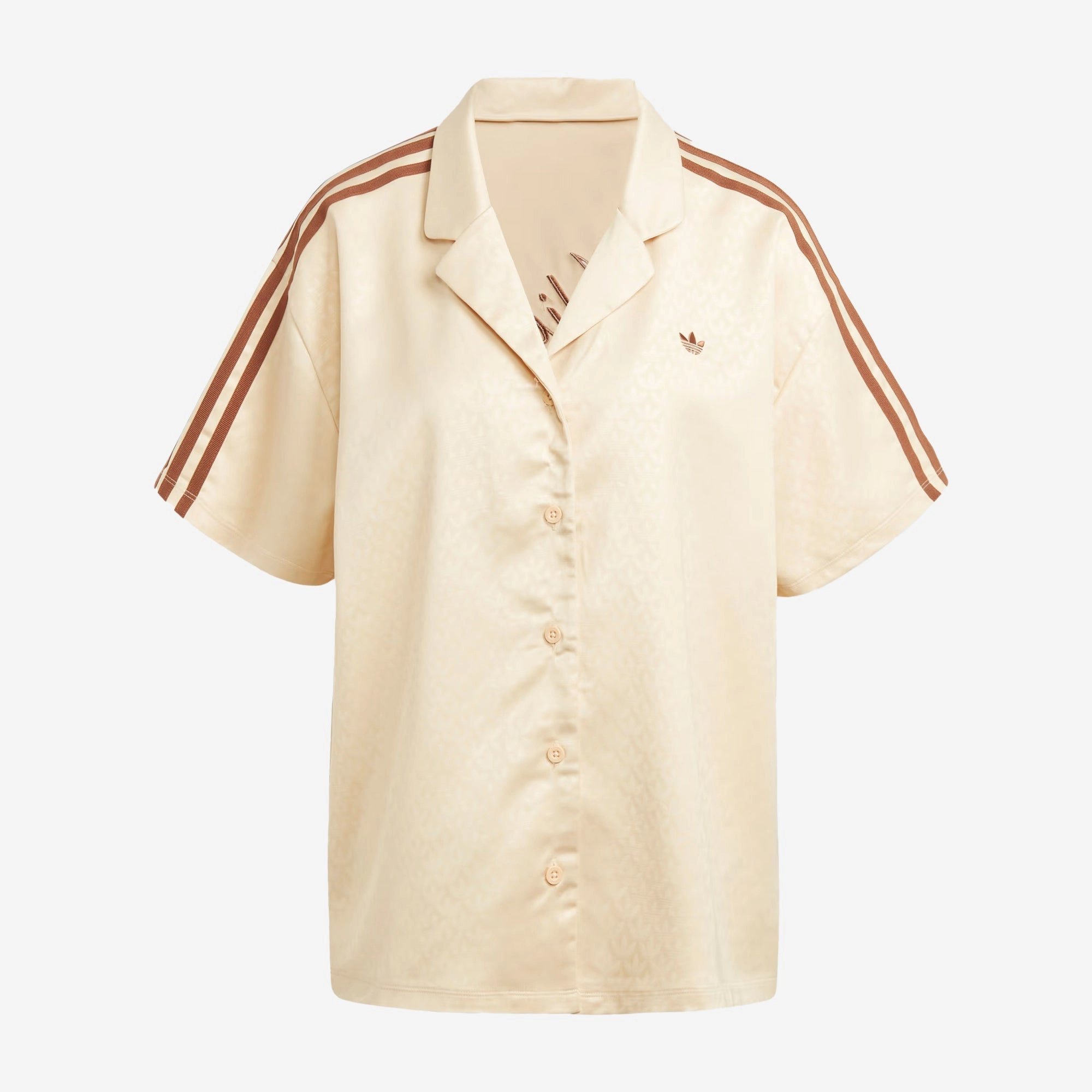 Adidas Originals | FASHION MONOGRAM SATIN BOWLING SHIRT  { CRYSTAL SAND