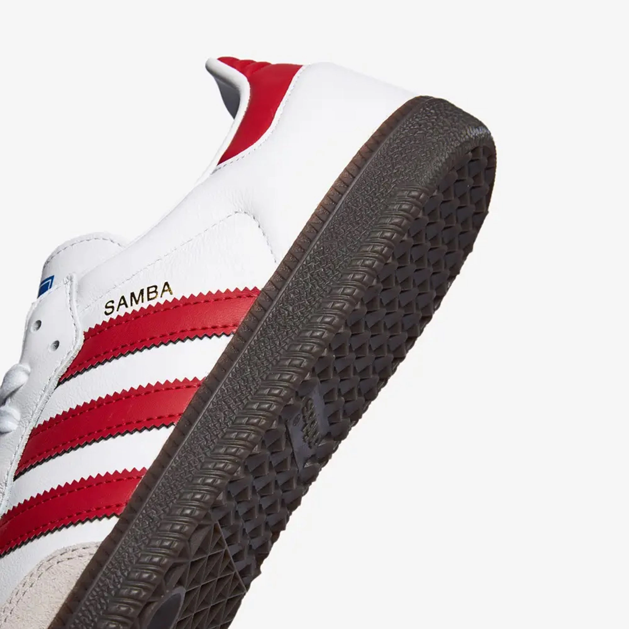 Adidas Originals | SAMBA OG  { CLOUD WHITE/BETTER SCARLET/SUPPLIER COLOUR