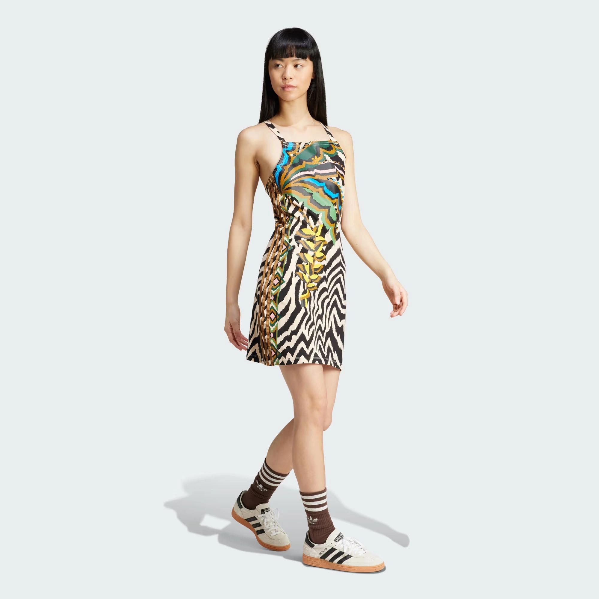 ADIDAS ORIGINALS | X FARM RIO 3-STRIPES MINI DRESS { CRYSTAL SAND