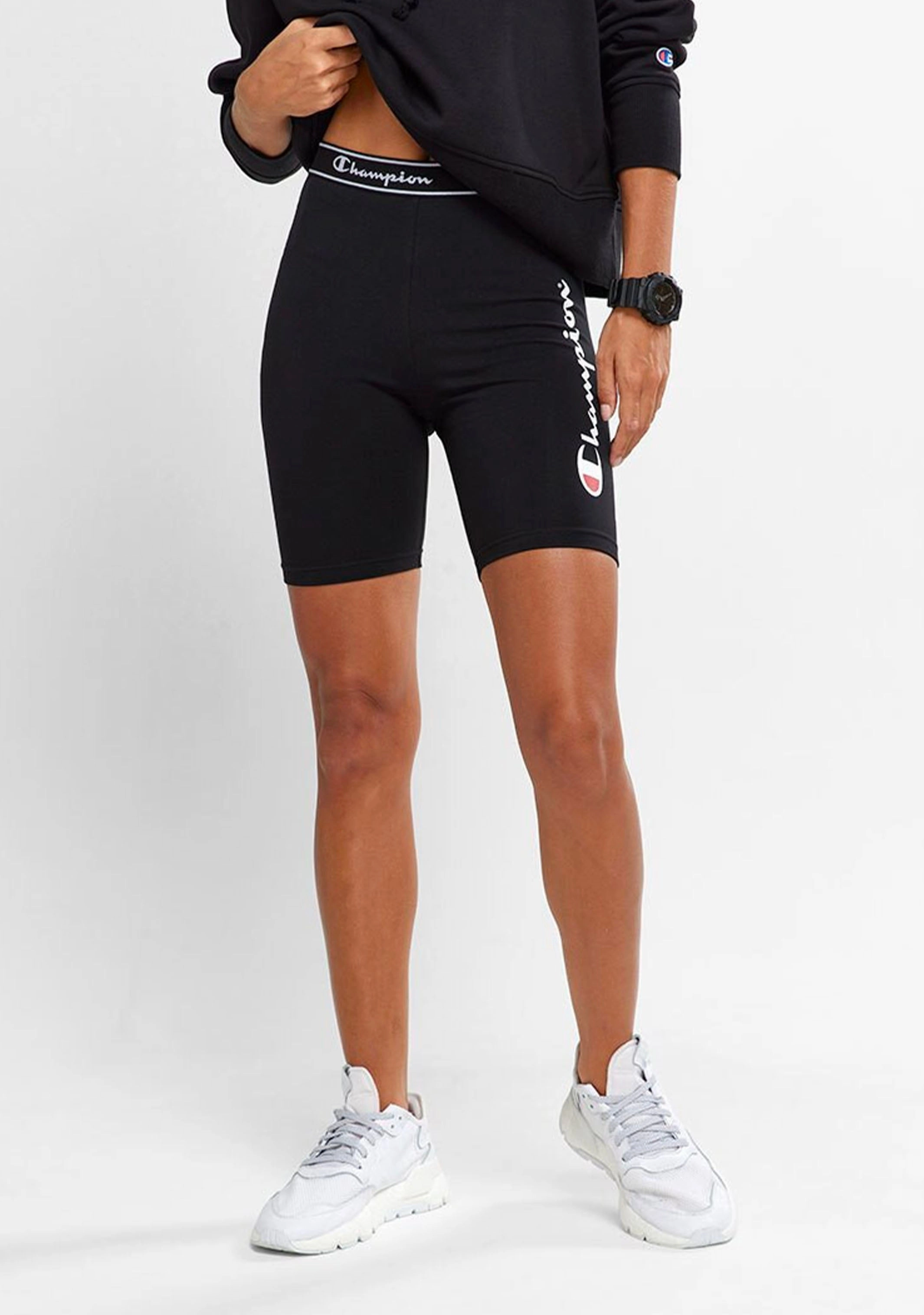 Champion Womens Script Logo Bike Shorts Black