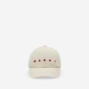 Embroidered Logo Baseball Cap Ivory