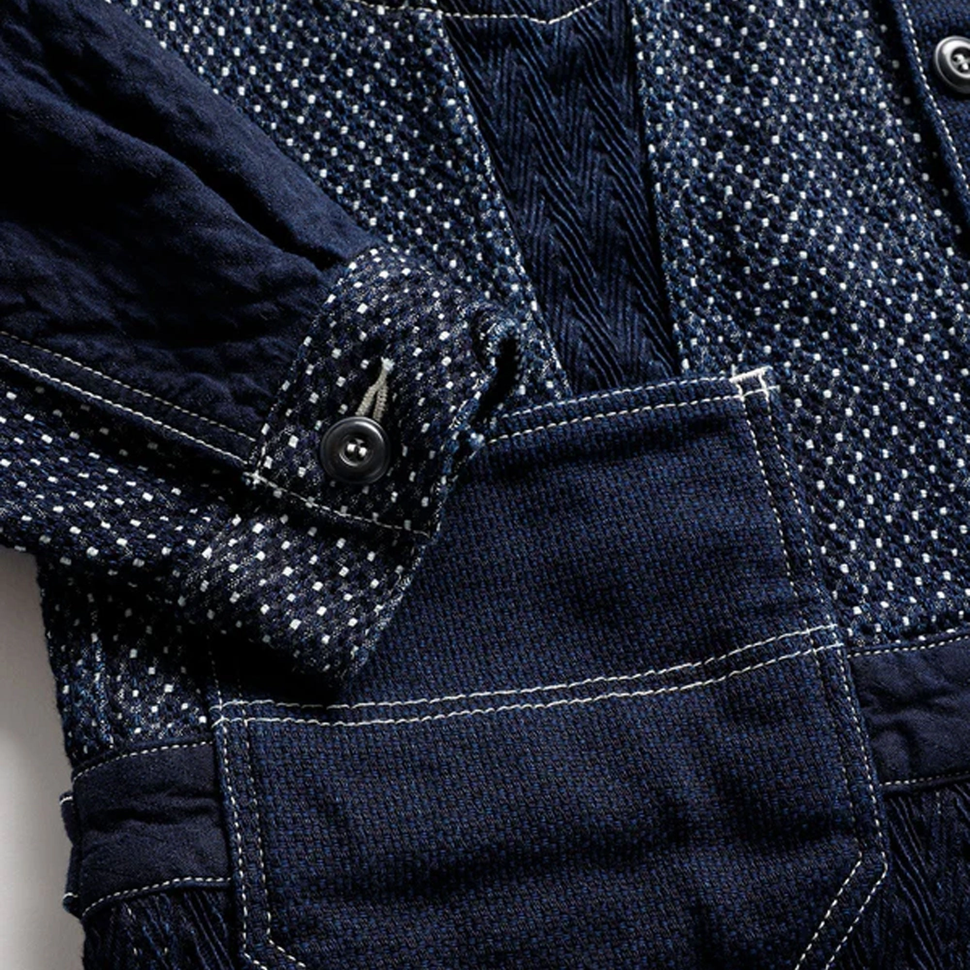 FDMTL | PATCHWORK 3RD JACKET RINSE  { INDIGO