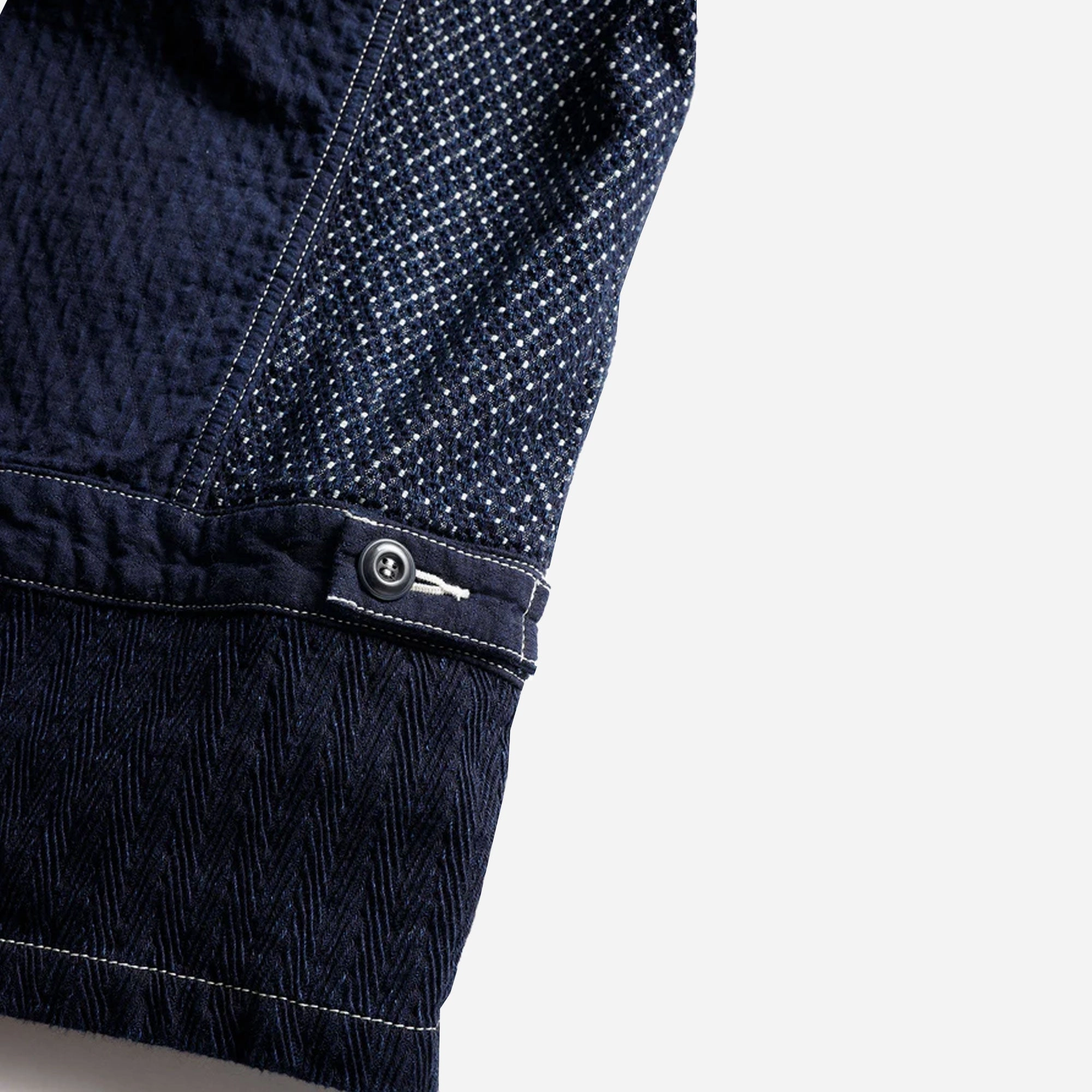 FDMTL | PATCHWORK 3RD JACKET RINSE  { INDIGO