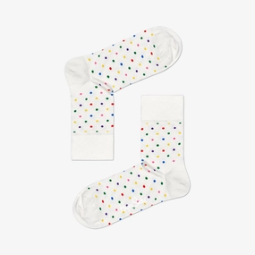 Happy Socks | DOT HALF CREW SOCK  { WHITE