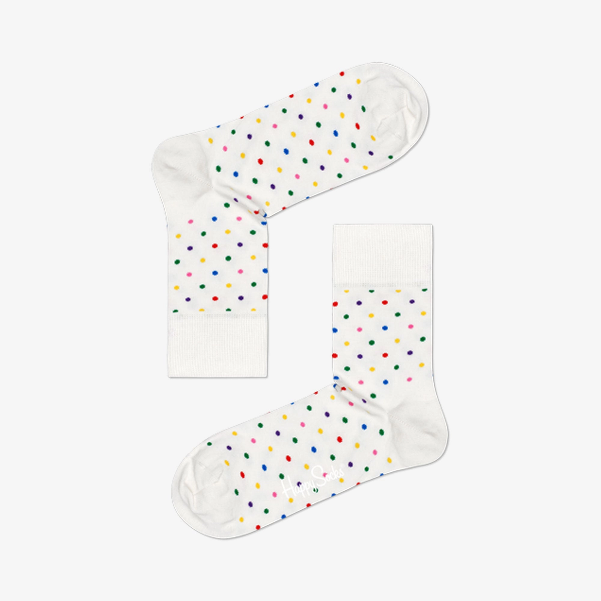 Happy Socks | DOT HALF CREW SOCK  { WHITE