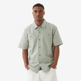 HUF | PARKER WORK SHIRT  { WHITE/GREEN