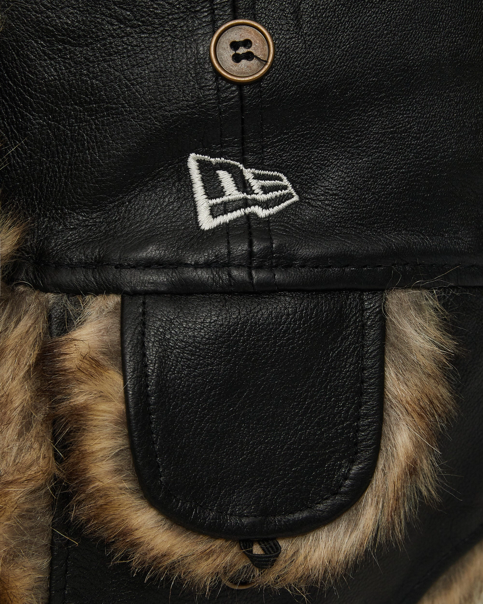 Image Leather Trapper Hat Black