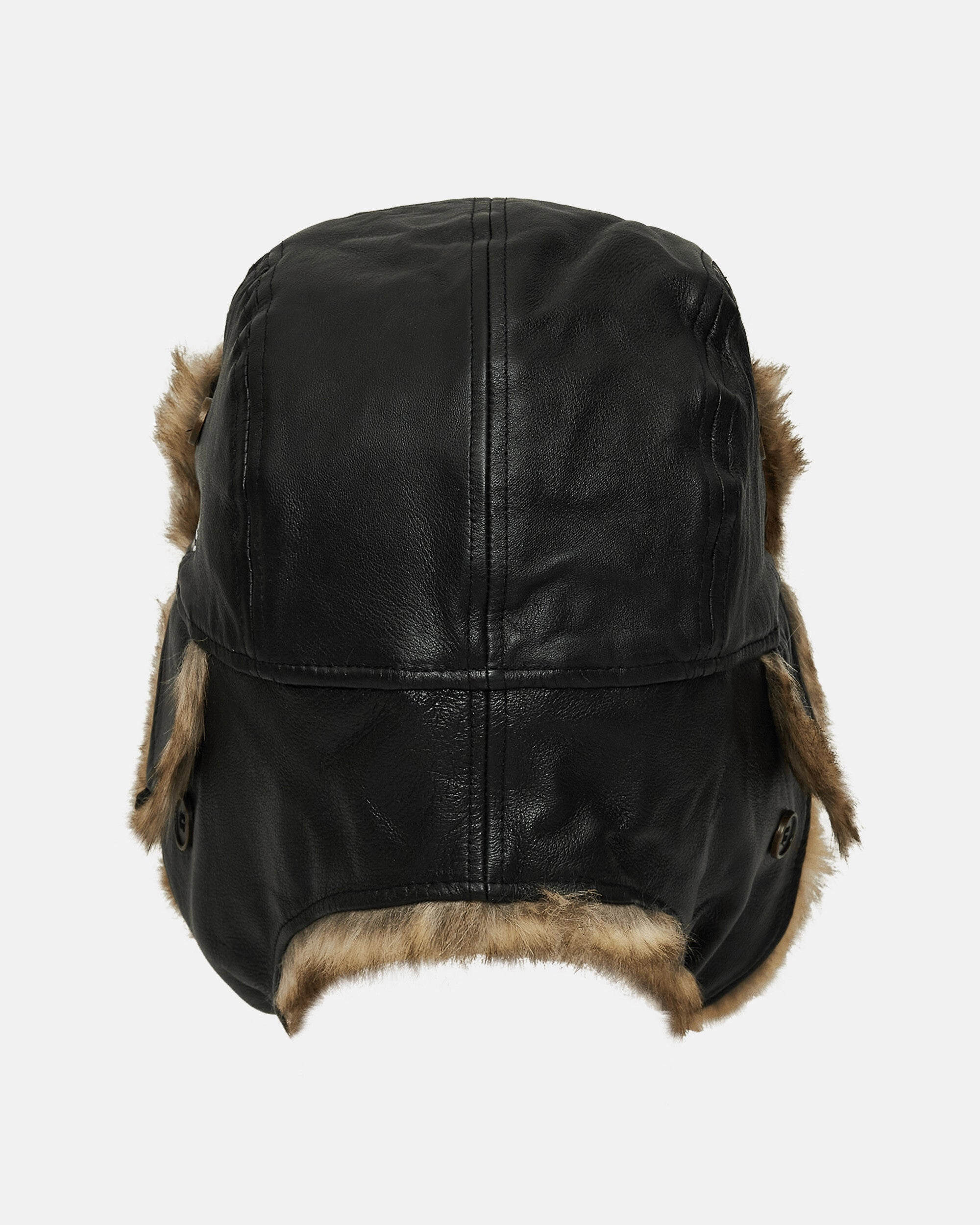 Image Leather Trapper Hat Black