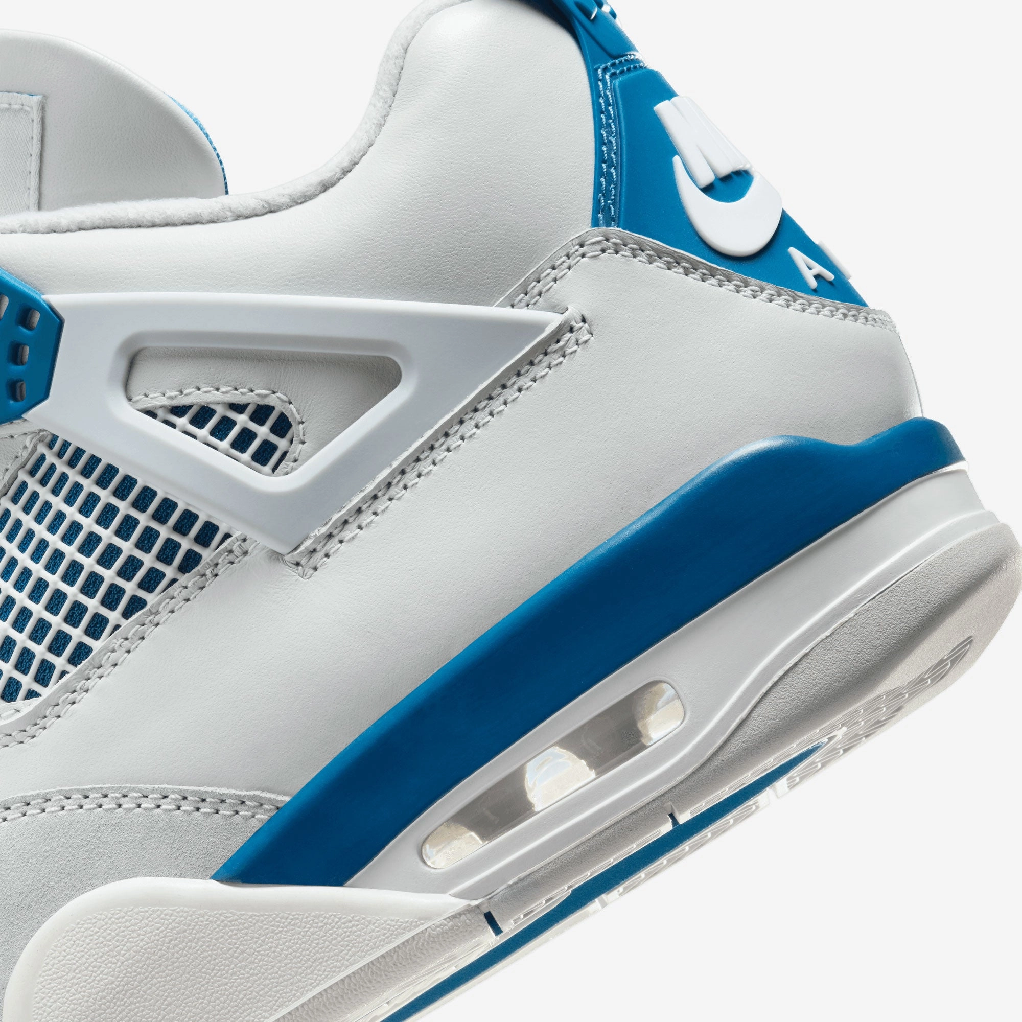 Jordan | AIR JORDAN 4 RETRO  { OFF WHITE/MILITARY BLUE-NEUTRAL GREY