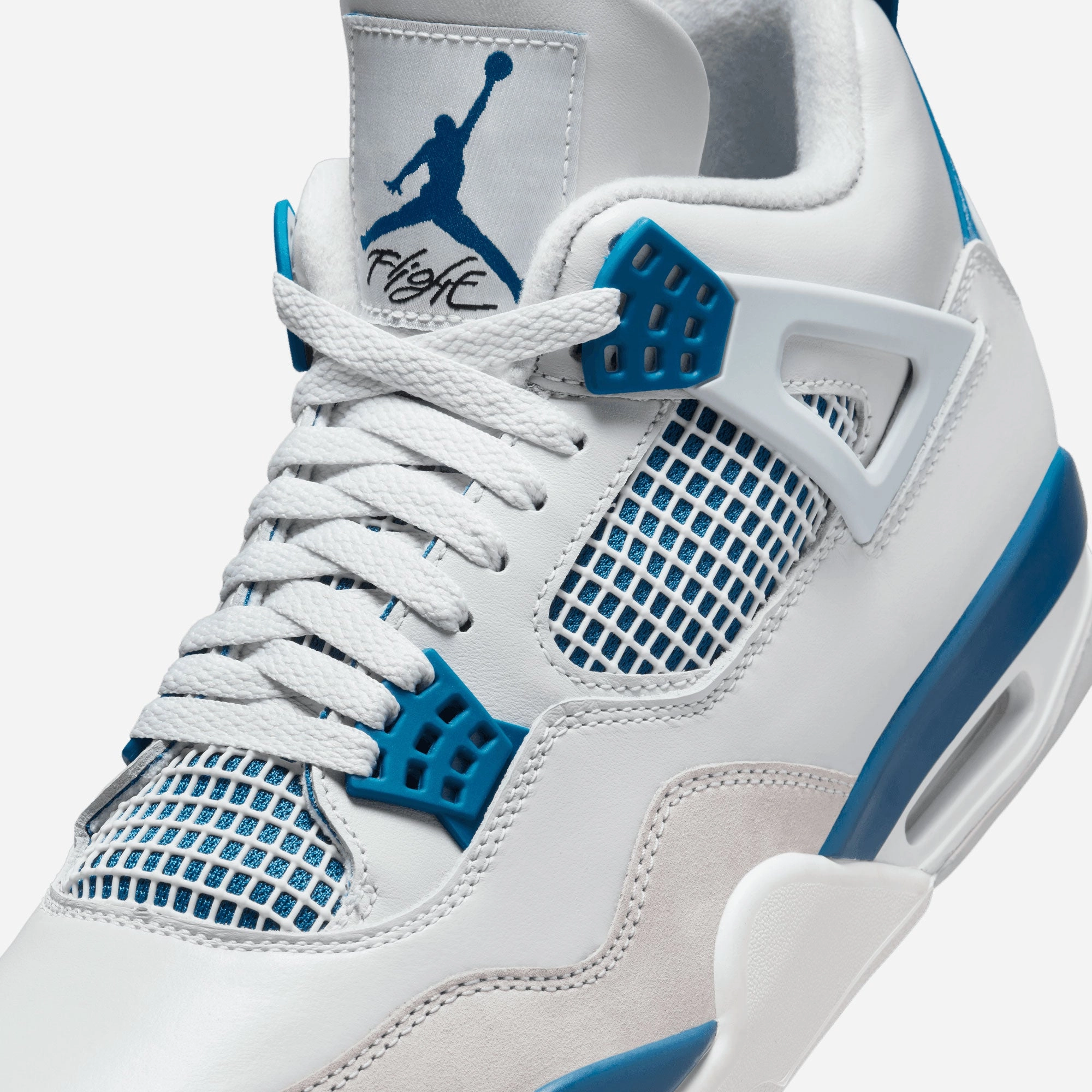 Jordan | AIR JORDAN 4 RETRO  { OFF WHITE/MILITARY BLUE-NEUTRAL GREY