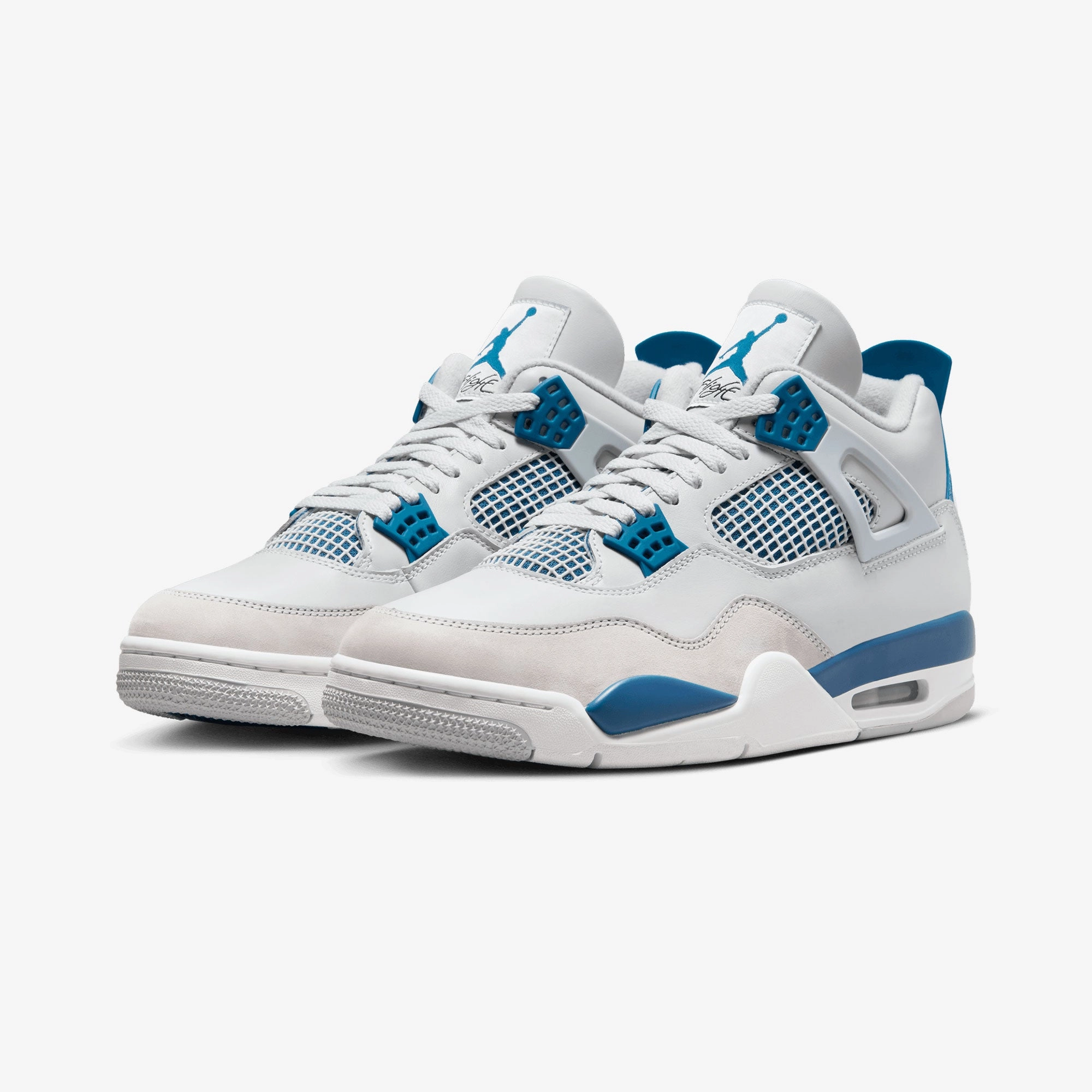 Jordan | AIR JORDAN 4 RETRO  { OFF WHITE/MILITARY BLUE-NEUTRAL GREY