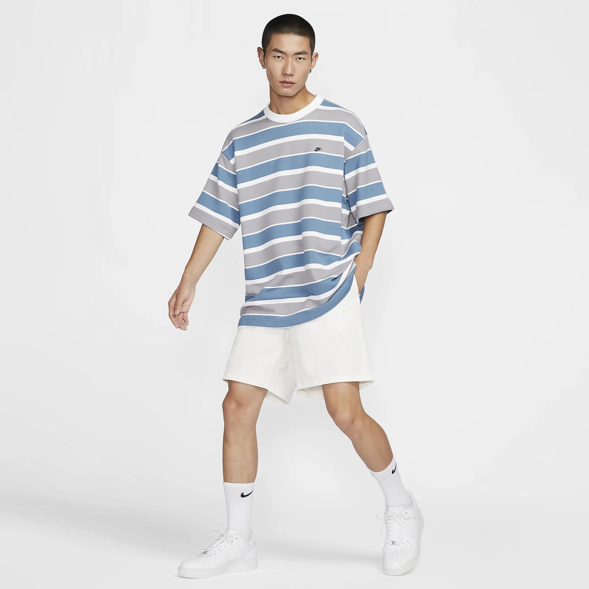 NIKE | FRENCH TERRY SHORT-SLEEVE TOP { AEGEAN STORM/WHITE/BLACK
