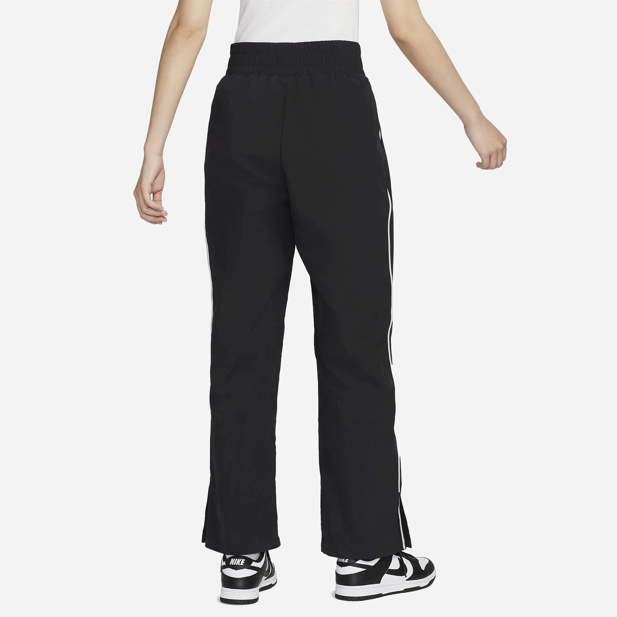 NIKE | MID-RISE REPEL ASYMMETRICAL-WAIST TROUSERS { BLACK/LT IRON ORE/WHITE