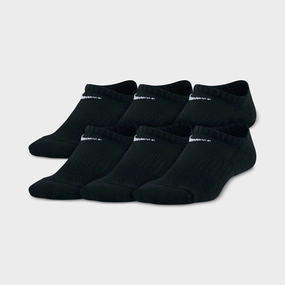 Nike Kids Cushioned No-Show Socks (6 Pack) Black / White
