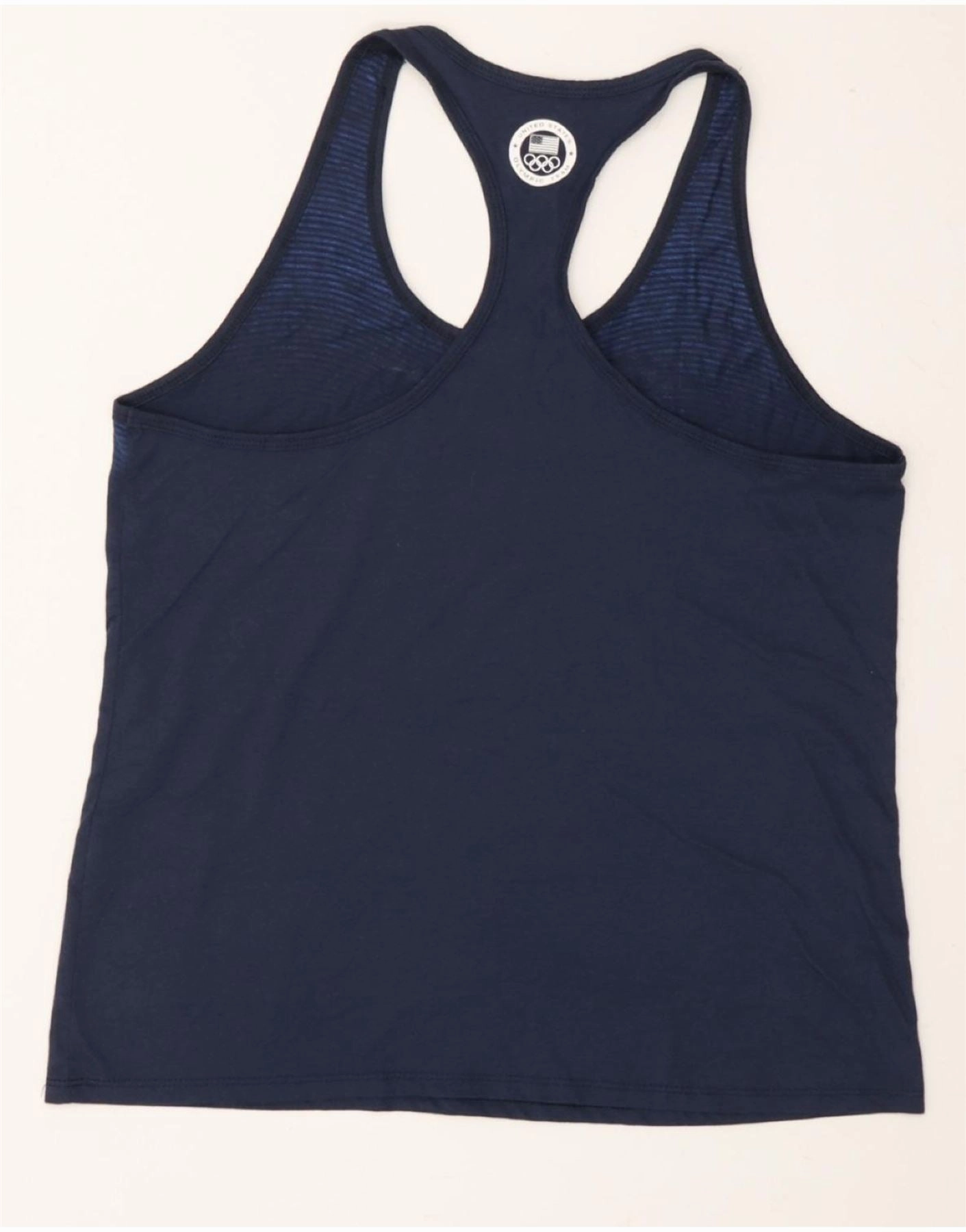 NIKE Womens Athletic Cut Graphic Vest Top UK 18 XL Navy Blue Striped