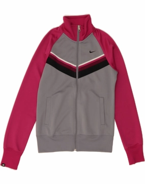 NIKE Womens Tracksuit Top Jacket UK 10 Small Grey Colourblock