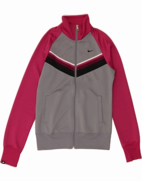 NIKE Womens Tracksuit Top Jacket UK 10 Small Grey Colourblock