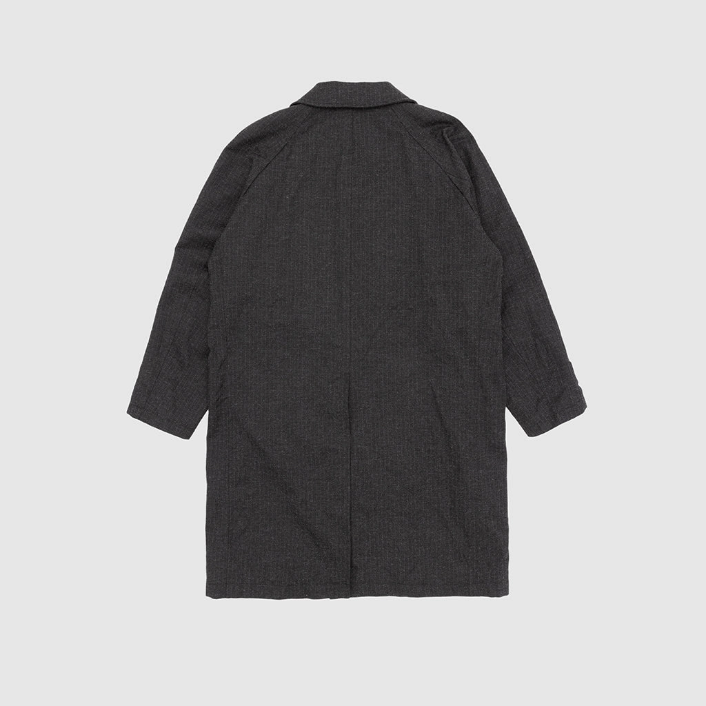 POLYESTER WOOL HERRINGBONE MAC COAT