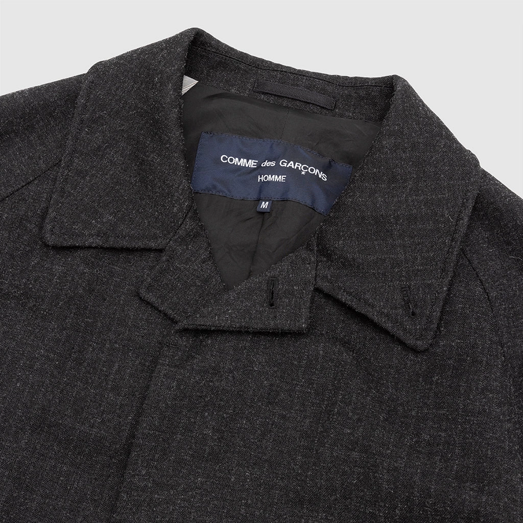 POLYESTER WOOL HERRINGBONE MAC COAT