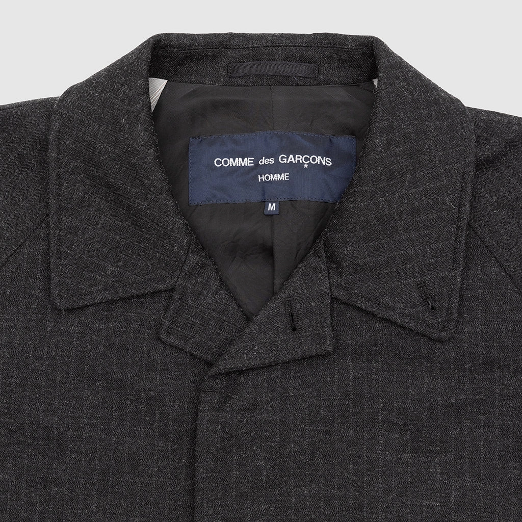 POLYESTER WOOL HERRINGBONE MAC COAT