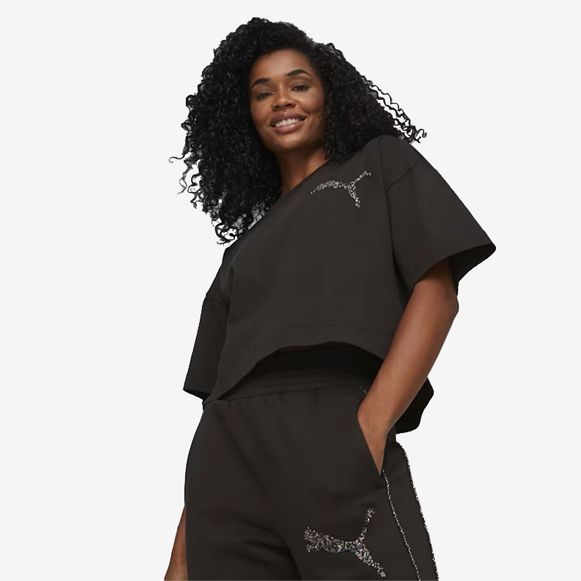 Puma | SWAROVSKI CRYSTALS TEE  { BLACK