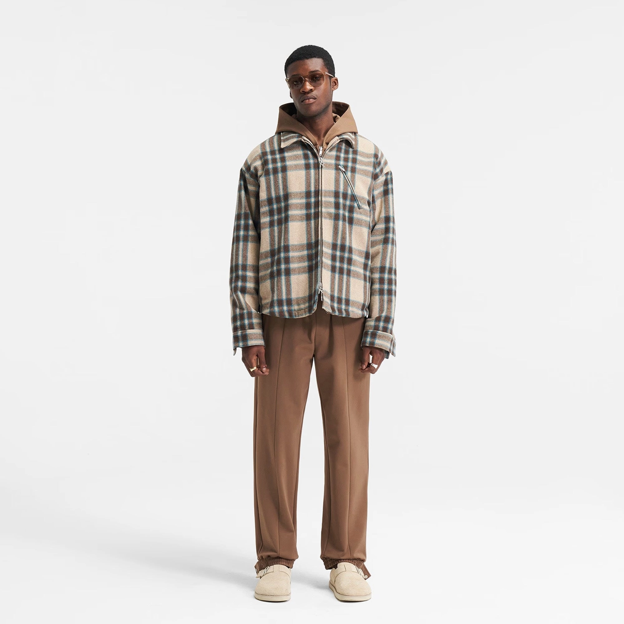 Represent | HEAVY ZIP OVERSHIRT  { BROWN CHECK