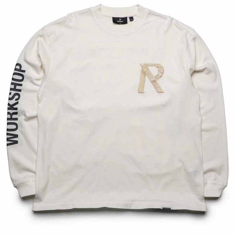 Represent Masking Tape Initial L/S Tee - Flat White