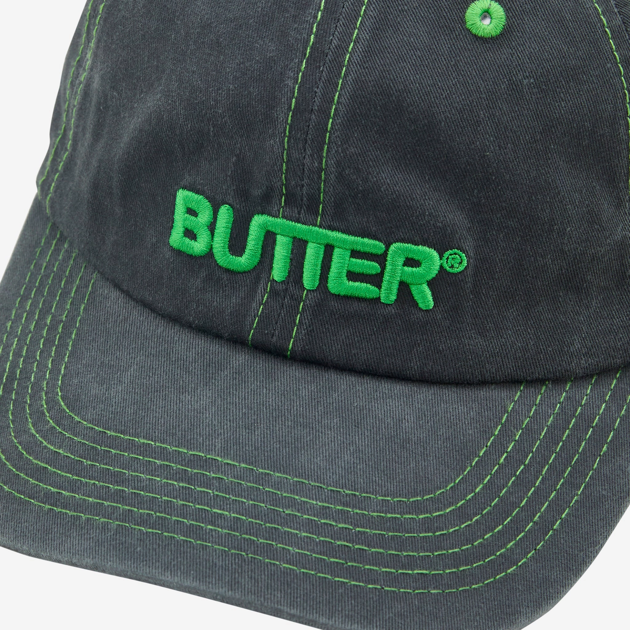 Rounded Logo 6 Panel Cap Washed Black