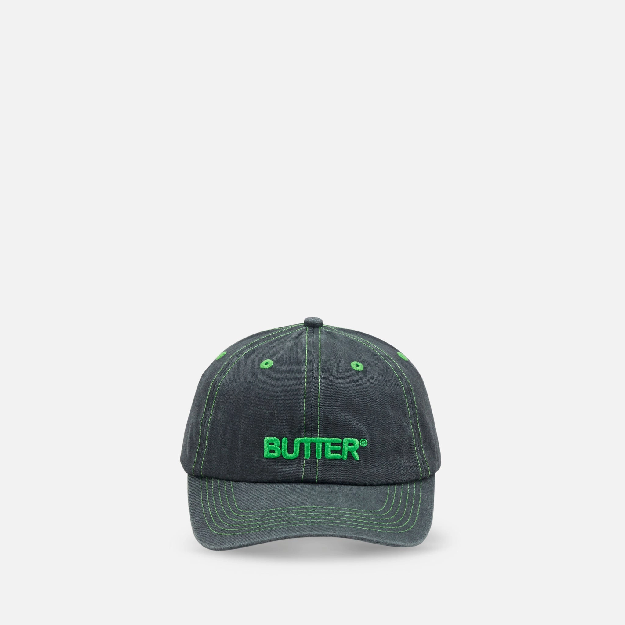 Rounded Logo 6 Panel Cap Washed Black