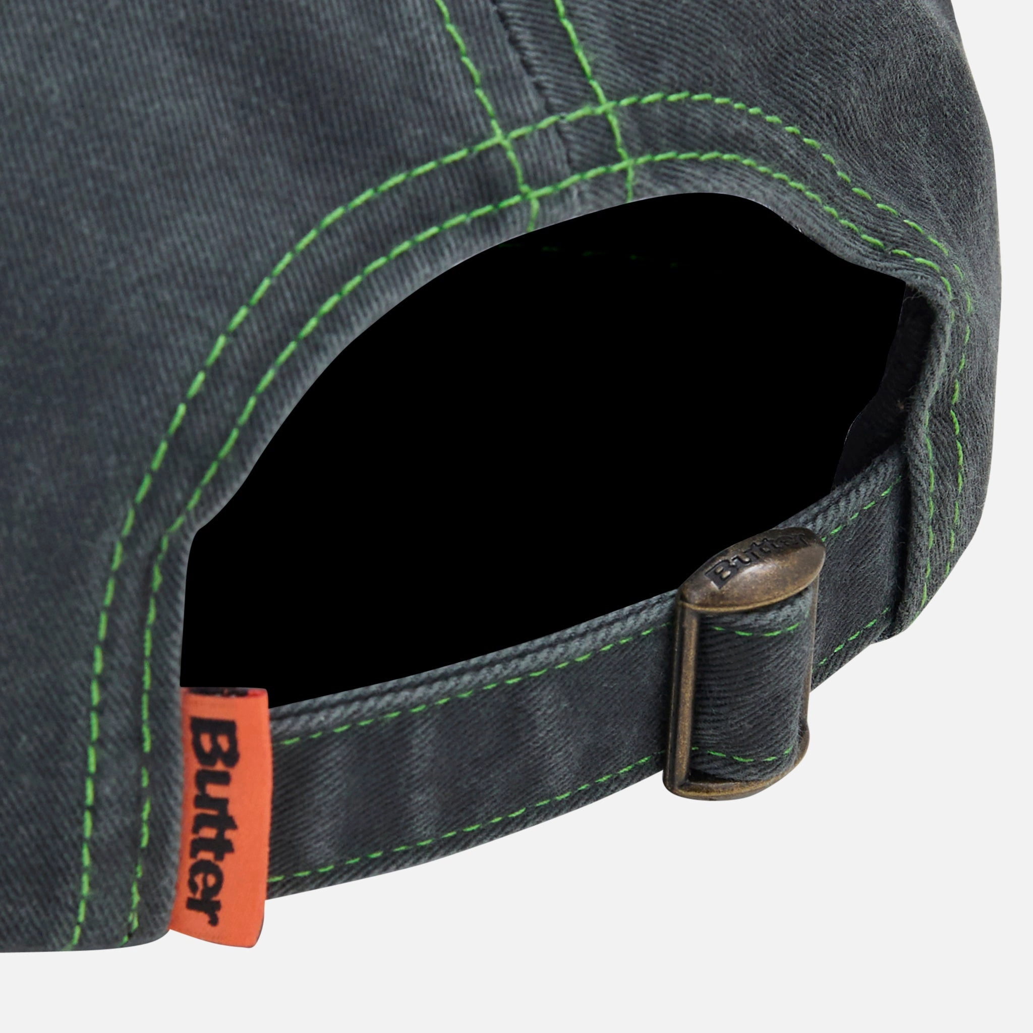 Rounded Logo 6 Panel Cap Washed Black