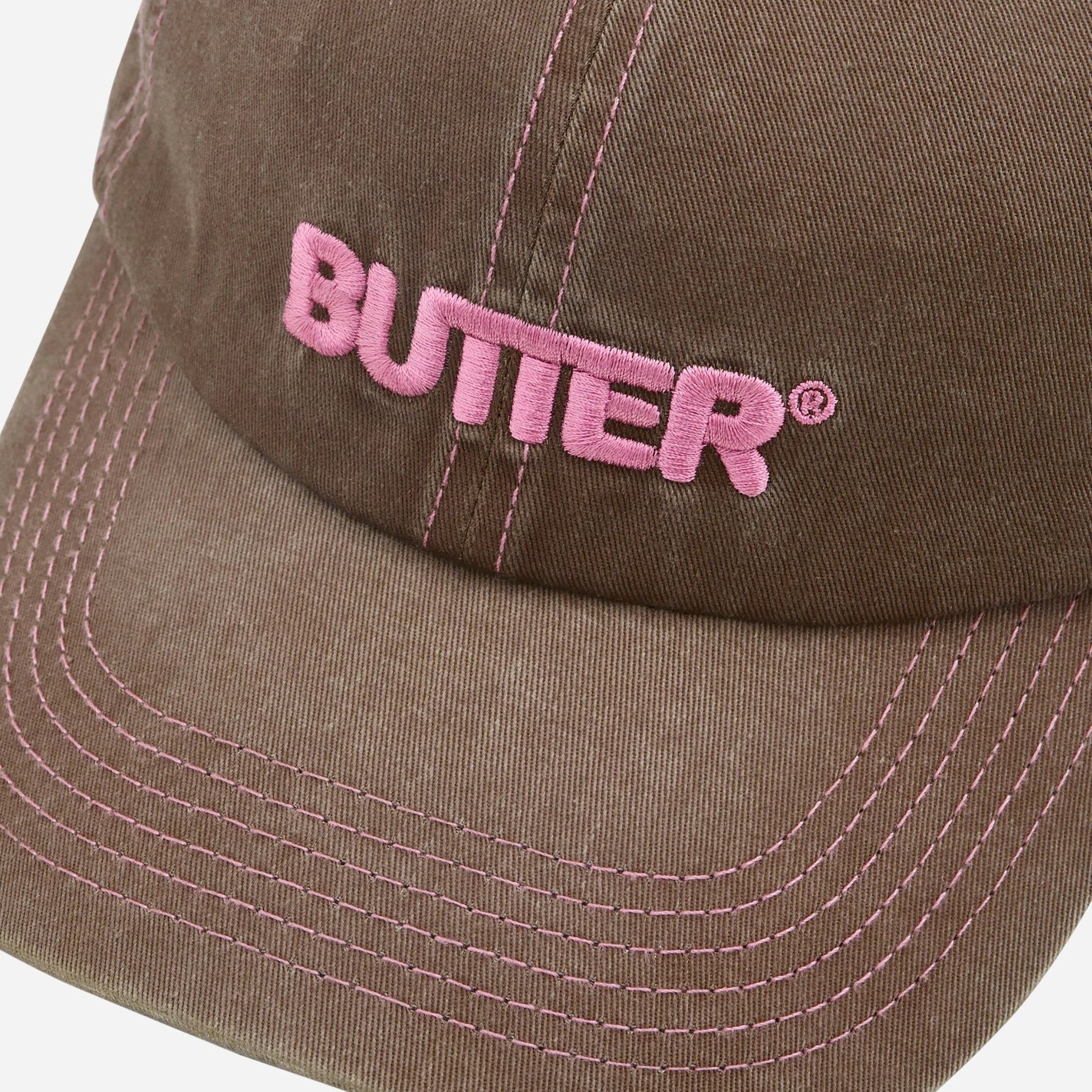 Rounded Logo 6 Panel Cap Washed Brown
