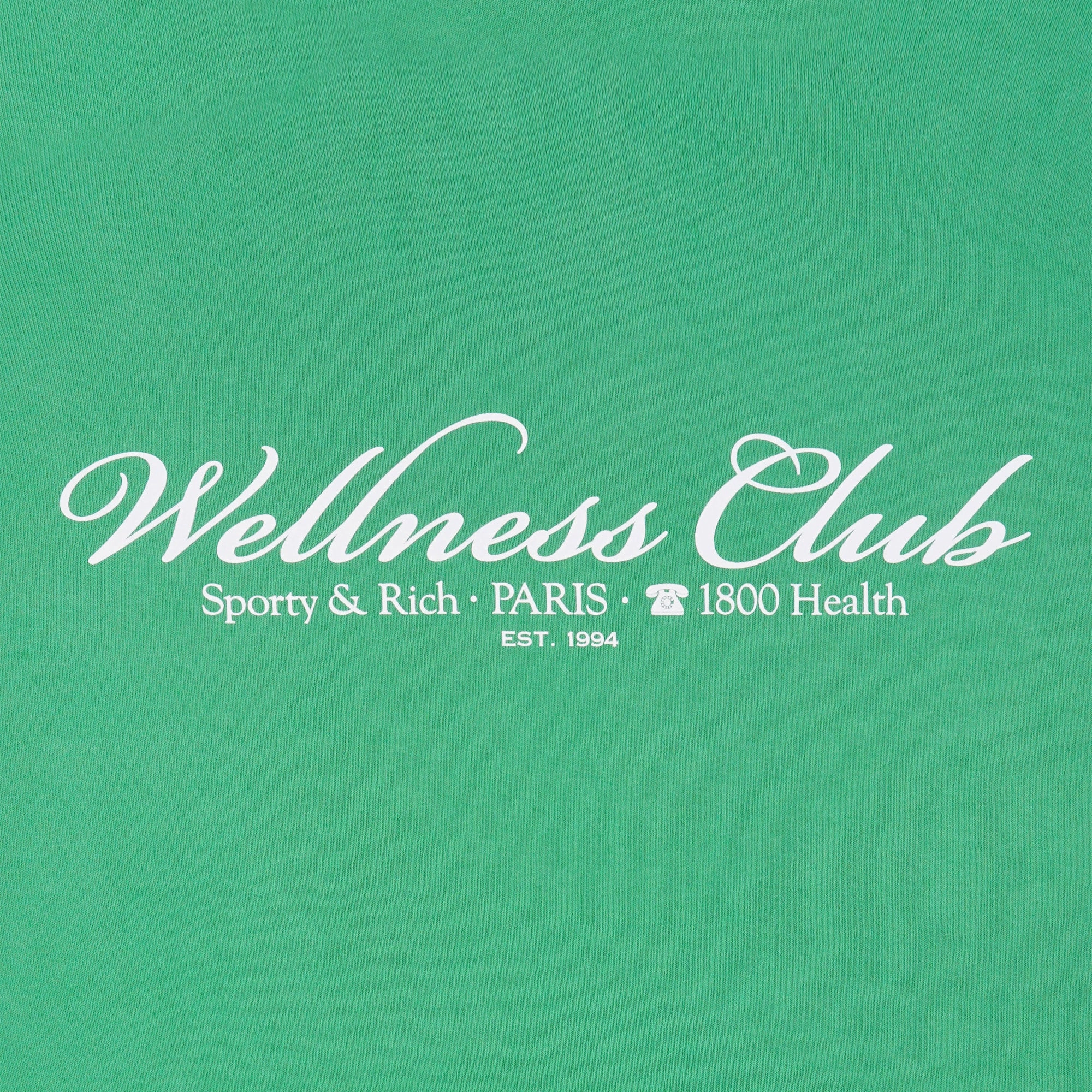 SPORTY & RICH | 1800 HEALTH CREWNECK { VERDE/WHITE