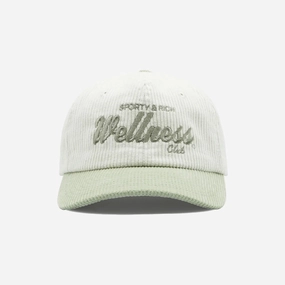SPORTY & RICH | DRAFT CORDUROY HAT { WHITE/SAGE