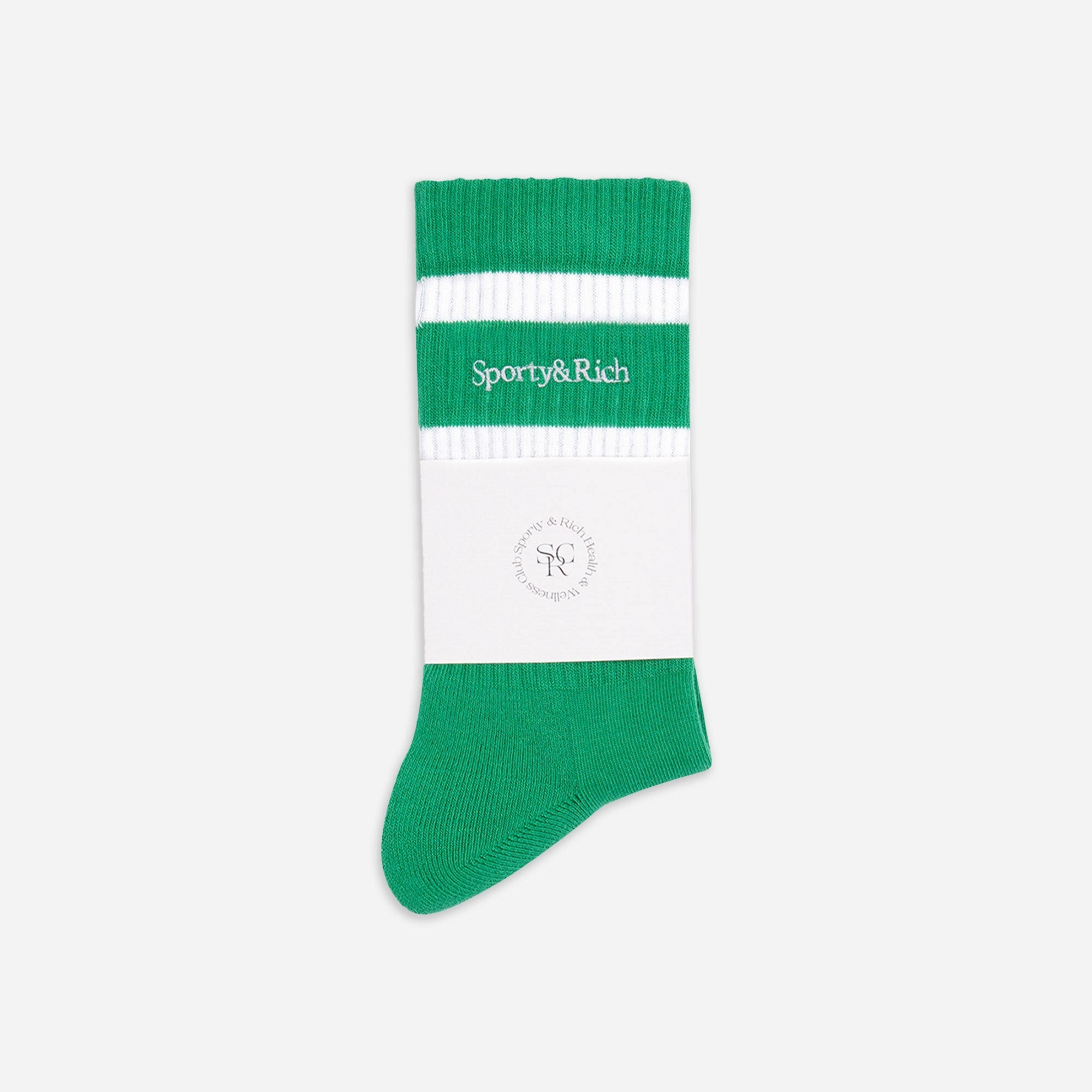 SPORTY & RICH | SERIF LOGO SOCKS { VERDE/WHITE