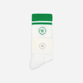 SPORTY & RICH | SRHWC EMBROIDERED SOCKS { WHITE/VERDE