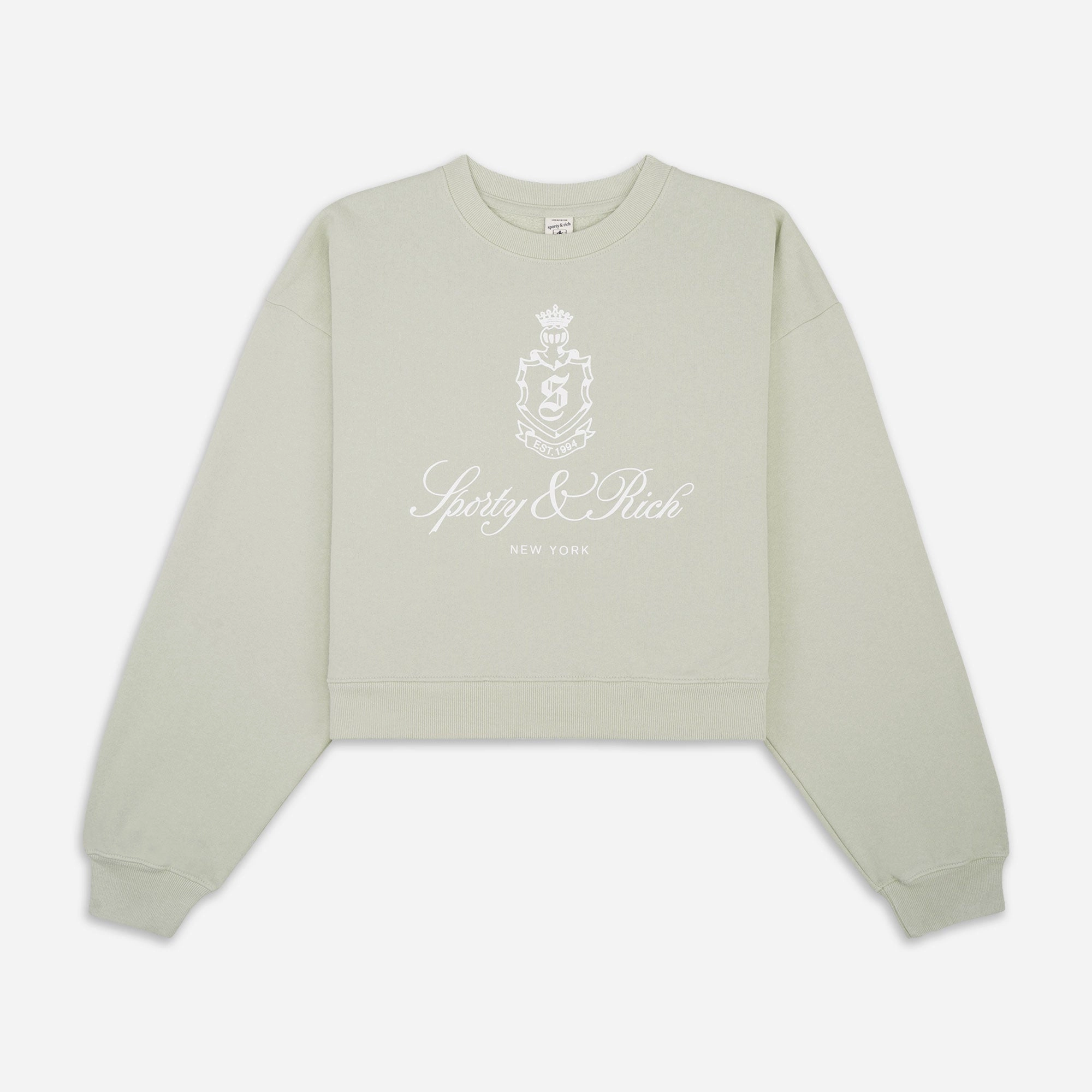 SPORTY & RICH | VENDOME CROPPED CREWNECK { SAGE/WHITE