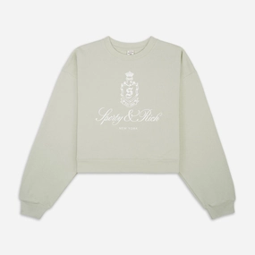 SPORTY & RICH | VENDOME CROPPED CREWNECK { SAGE/WHITE