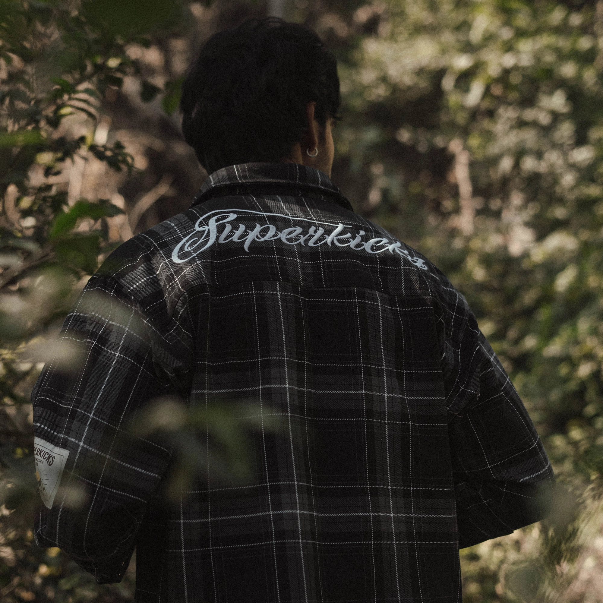 Superkicks | EMBROIDERED FLANNEL SHIRT  { GREY/BLACK