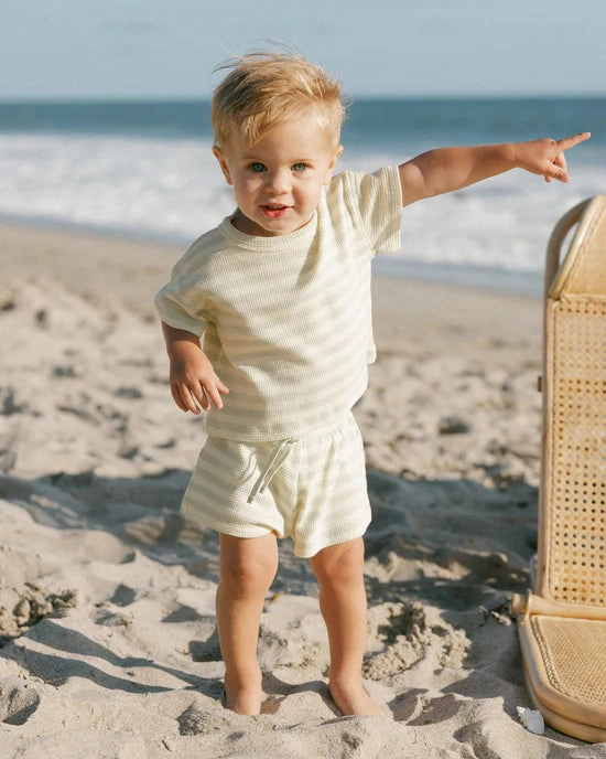 Waffle Tee   Short Set - Mint Stripe
