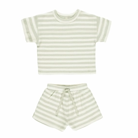 Waffle Tee   Short Set - Mint Stripe