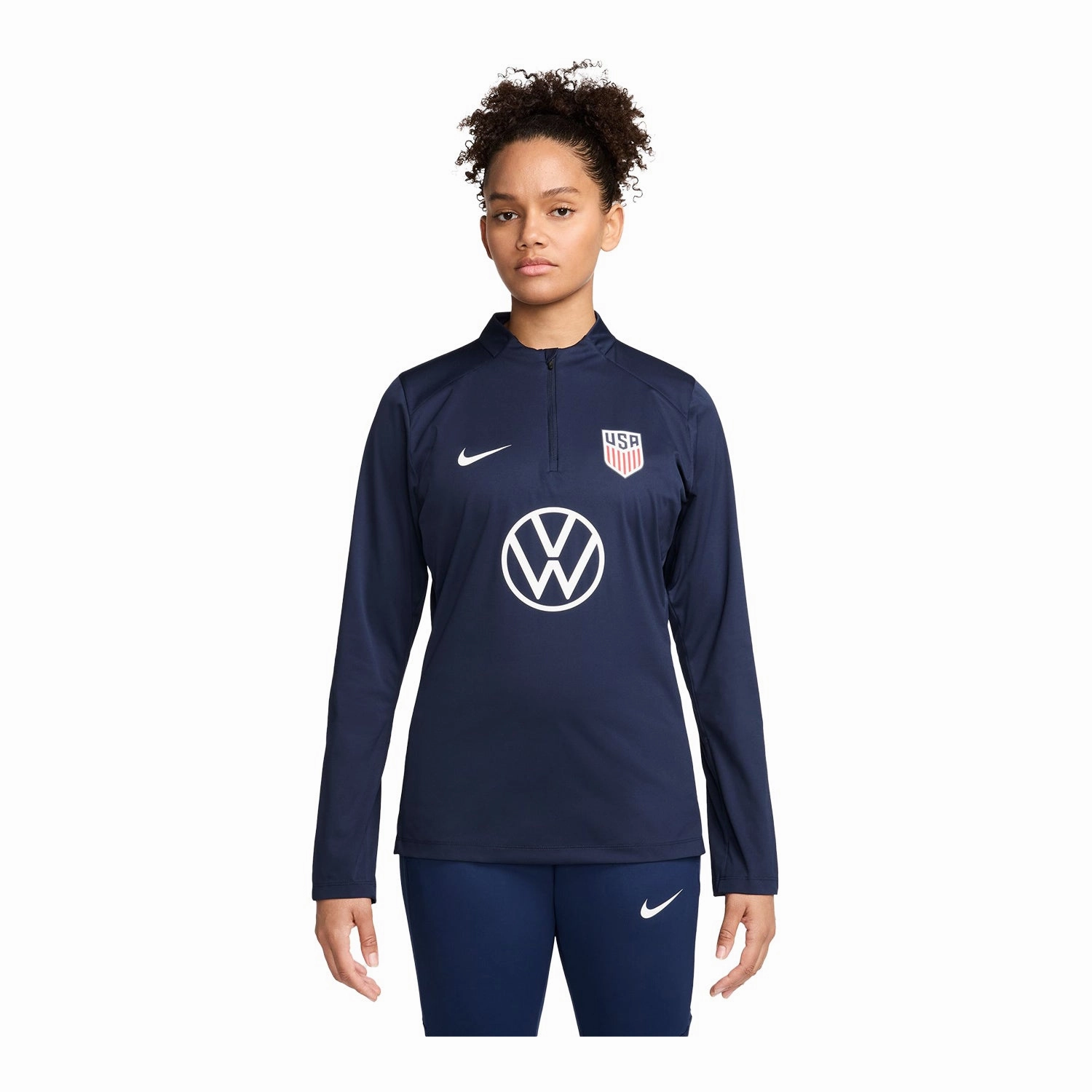 Women's Nike USA VW Strike Quarter Zip Drill Navy Top