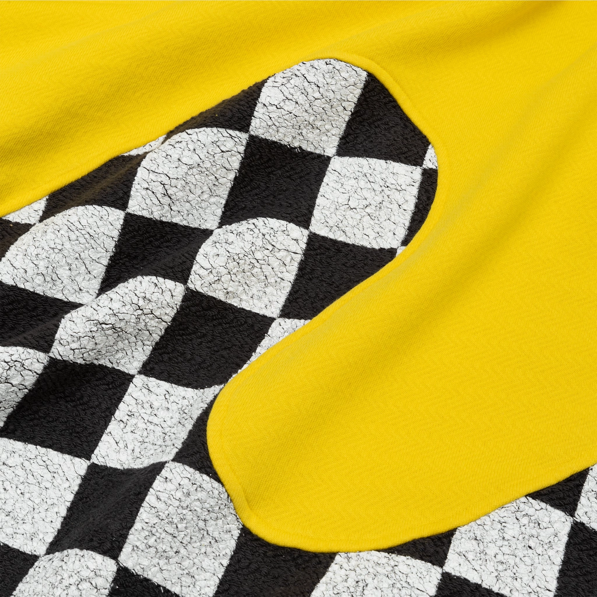 YELLOW CHECK SWIRL KNIT HOODIE